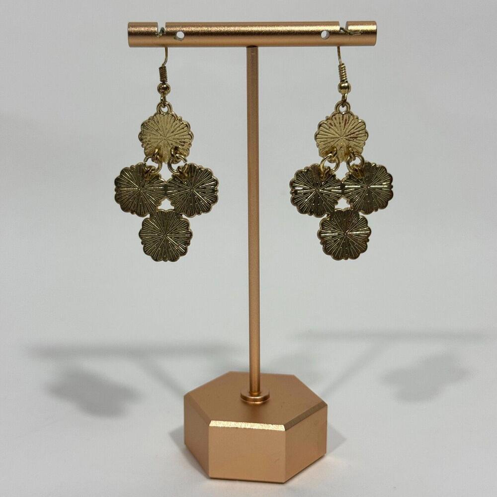 Minicci Cream Gold Tone Flower Crystal Chandelier Drop Earrings Fashion Jewelry - Picture 4 of 7